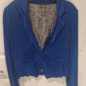 Dots Electric Blue Long Sleeve Button down Jacket with Collar Lightweight XL